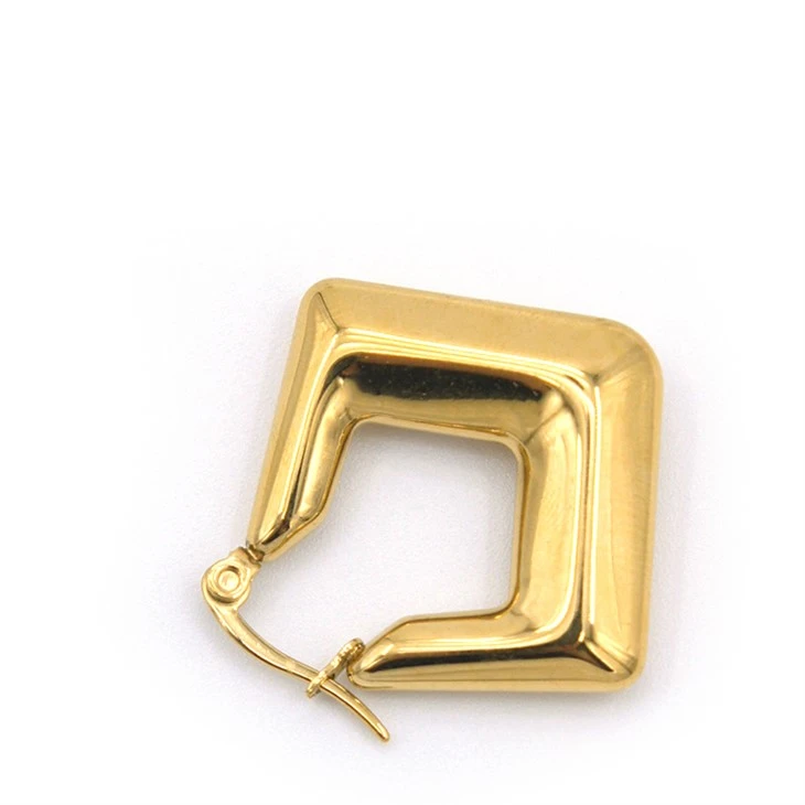 Gold Rhomboid Hoop Earrings